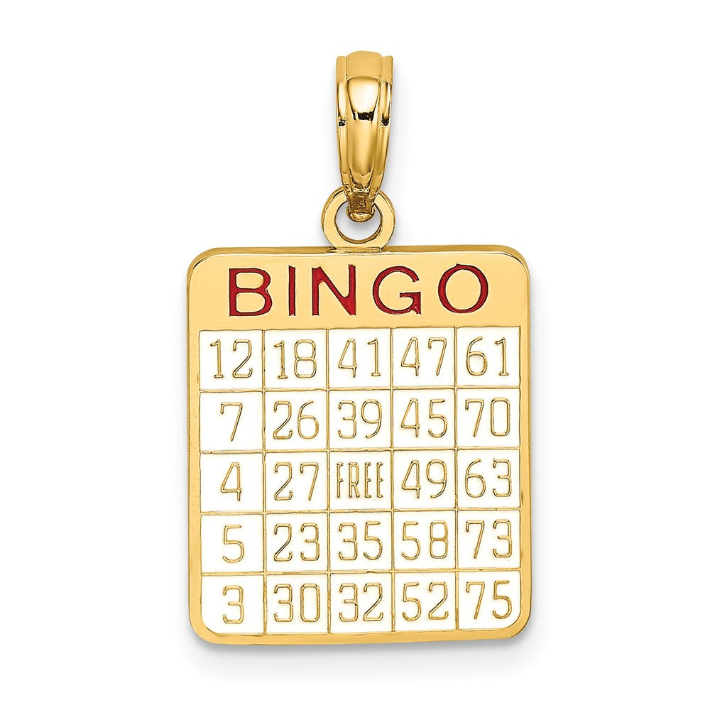 10k Yellow Gold 13.02 mm w/ Enamel Bingo Card Charm (1.36 grams)