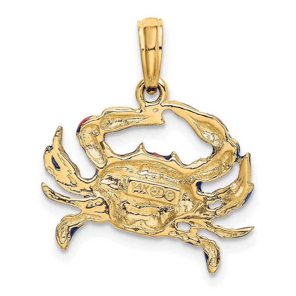 10k Yellow Gold 18.1 mm 2-D Blue Enamel Crab Charm (1.5 grams)