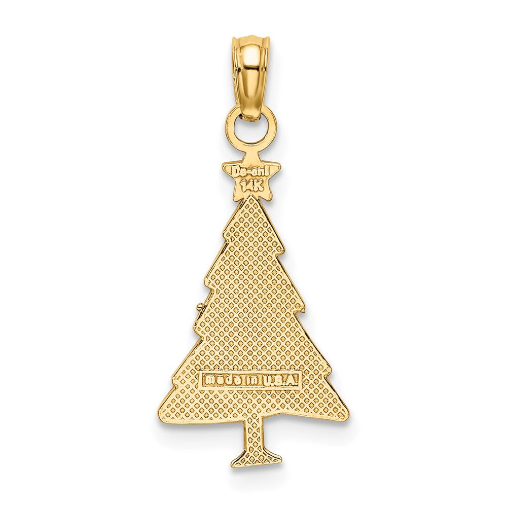 10k Yellow Gold 11 mm Enamel Green Christmas Tree W/ Red Star Charm (0.69 grams)