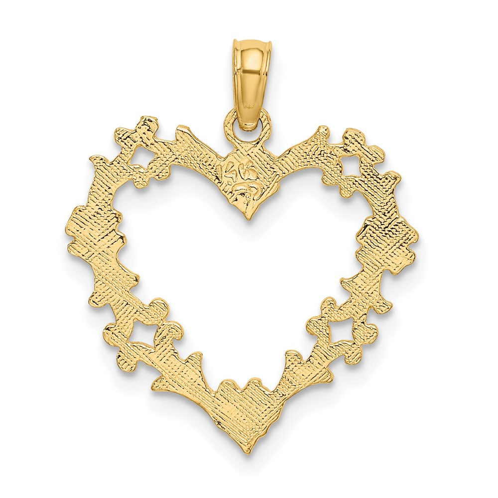 10k Yellow Gold 19.35 mm Cut-Out Floral Heart Charm (0.9 grams)