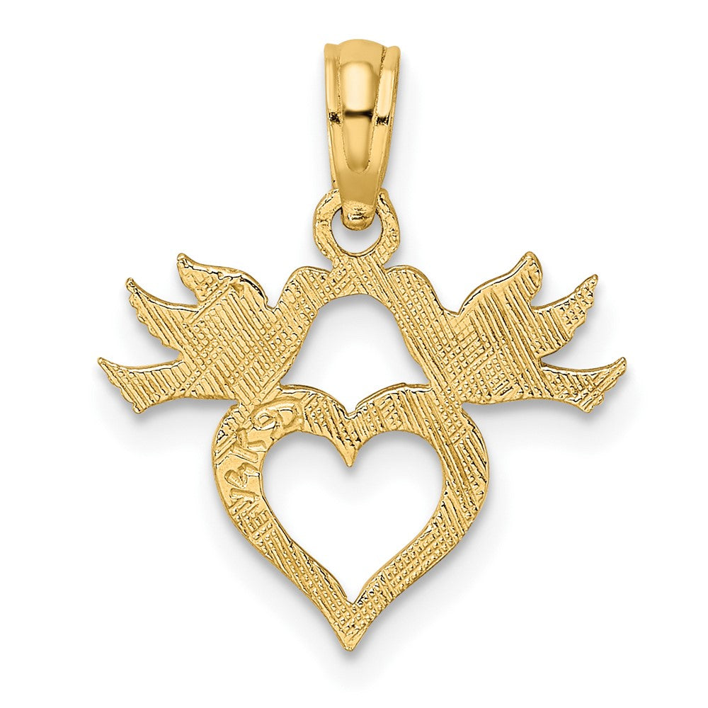 10k Yellow Gold 16.1 mm Heart w/ Love Birds Charm (0.57 grams)