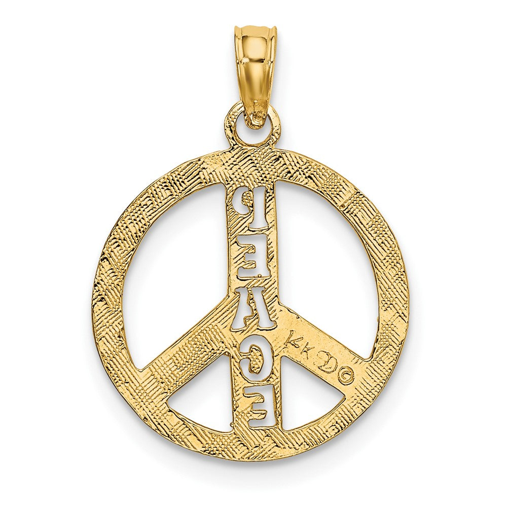 10k Yellow Gold 16 mm Flat Textured Peace Sign Charm (0.84 grams)