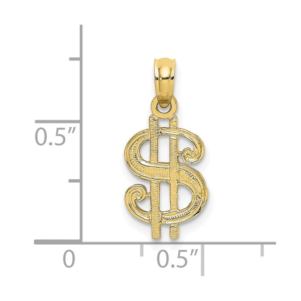 10k Yellow Gold 9.3 mm Dollar Sign Charm (0.66 grams)