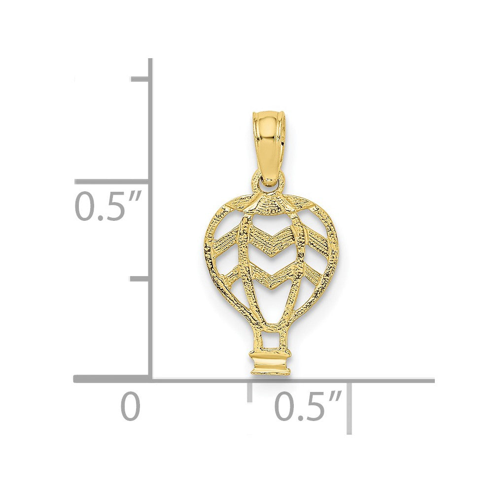 10k Yellow Gold 9.22 mm Cut-Out Flat Hot Air Balloon Charm (0.41 grams)