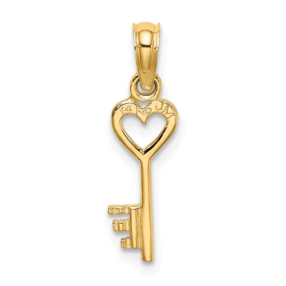 10k Yellow Gold 5.7 mm Key w/ Heart Charm (0.35 grams)