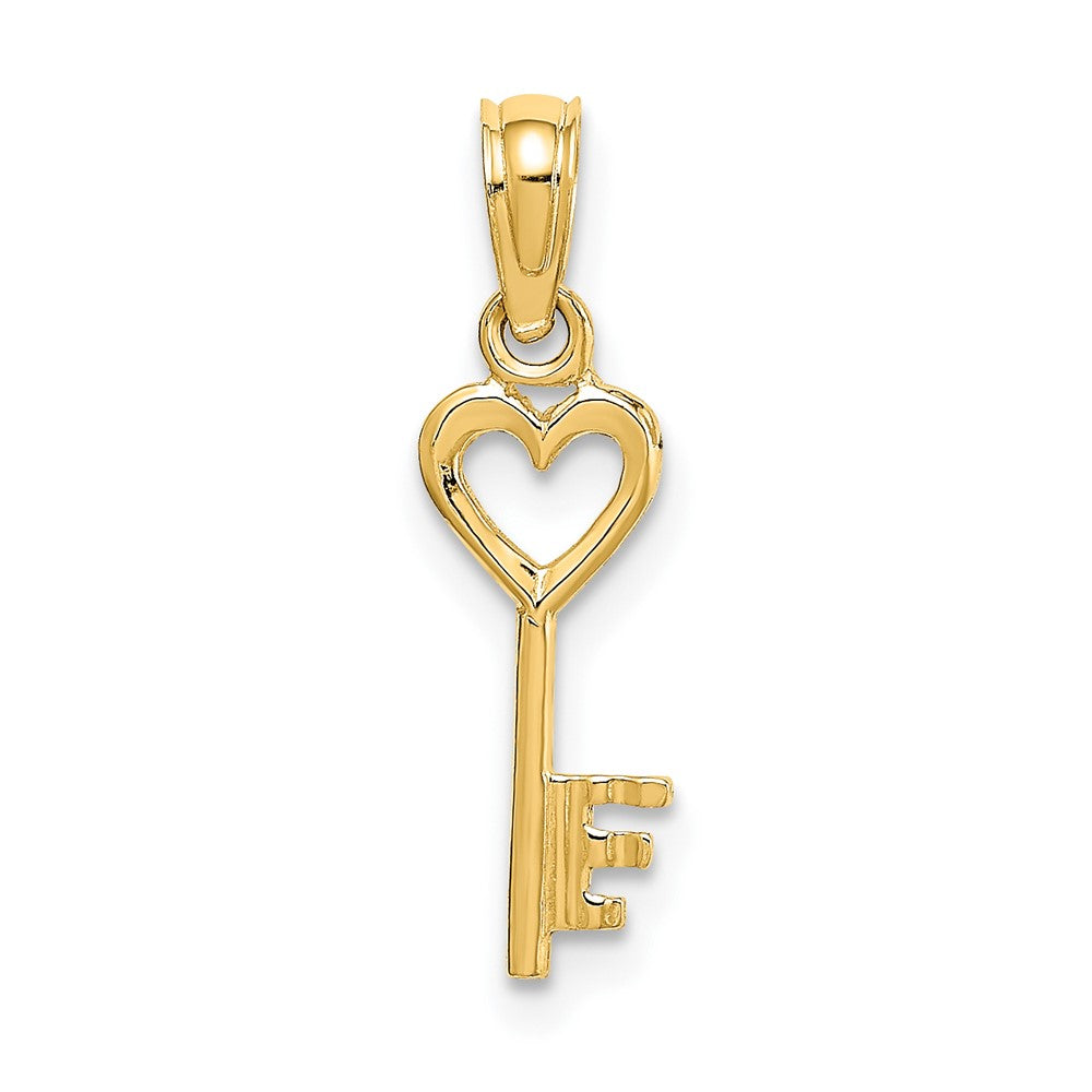 10k Yellow Gold 5.7 mm Key w/ Heart Charm (0.35 grams)