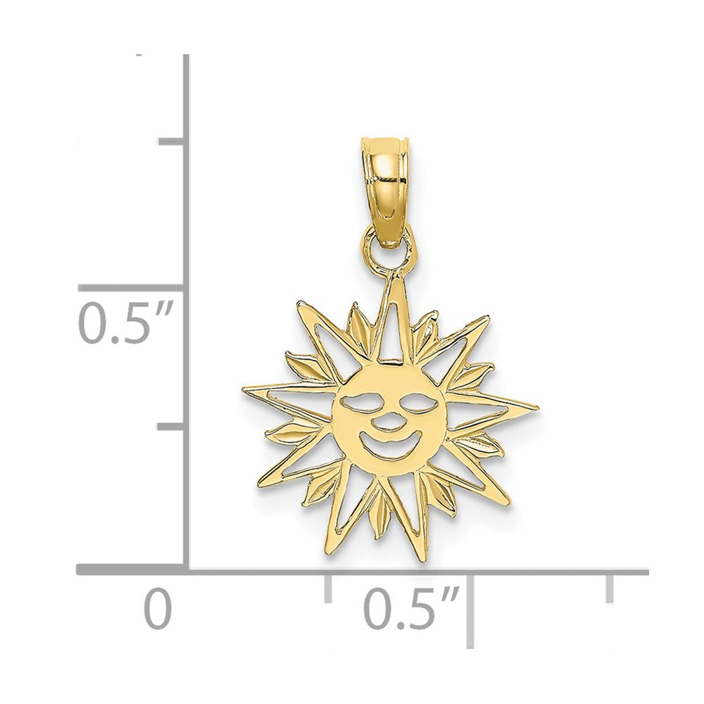 10k Yellow Gold 13.6 mm Smiling Sun Charm (0.57 grams)