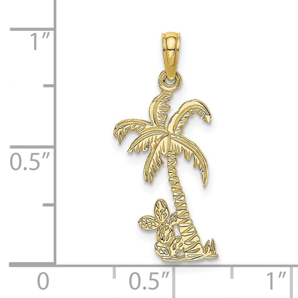 10k Yellow Gold 11.5 mm Palm Tree w/ Cactus Charm (0.78 grams)