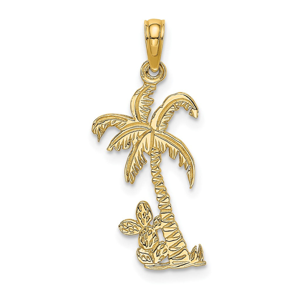 10k Yellow Gold 11.5 mm Palm Tree w/ Cactus Charm (0.78 grams)