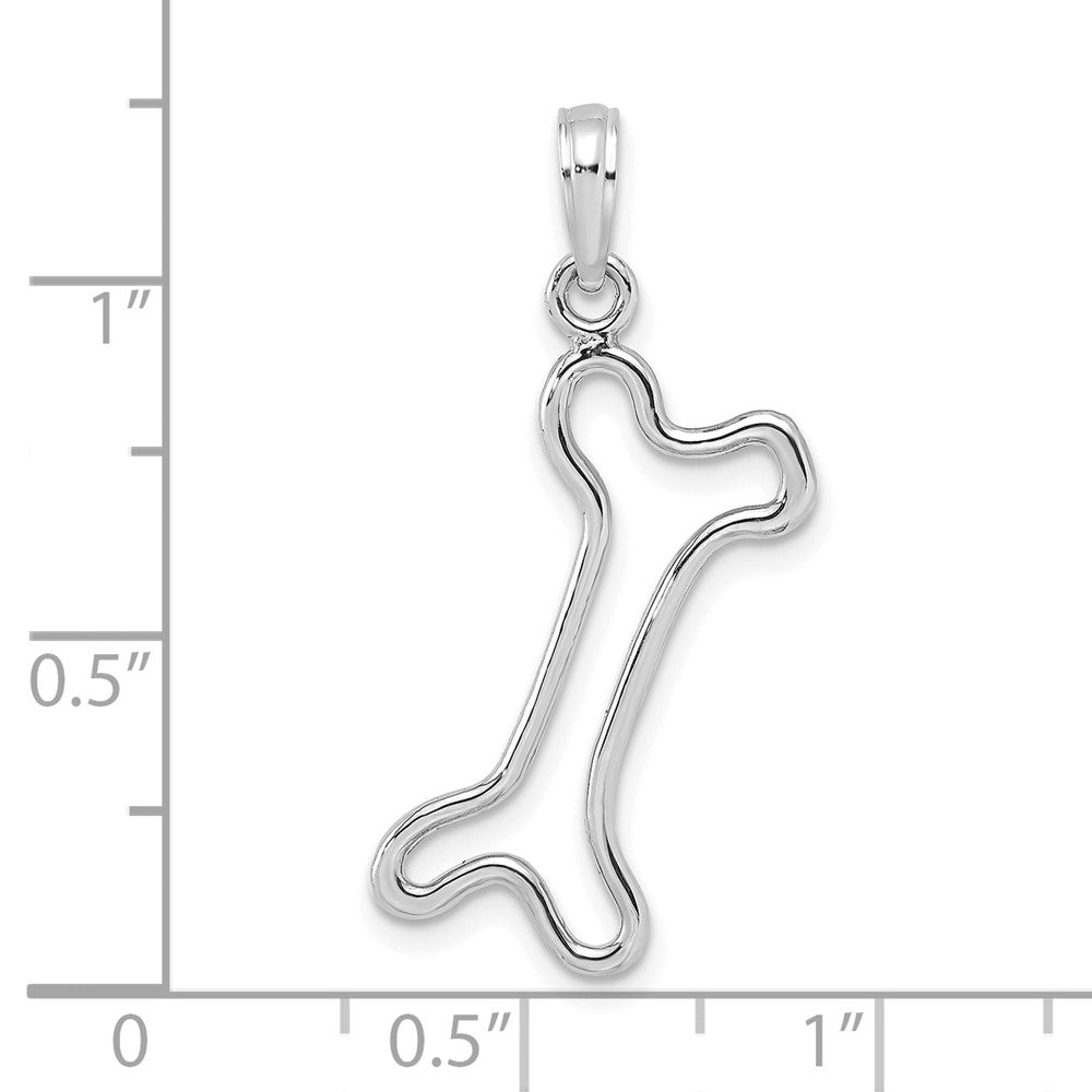 10k White Gold 10 mm  Cut-Out Polished Dog Bone Charm (0.81 grams)