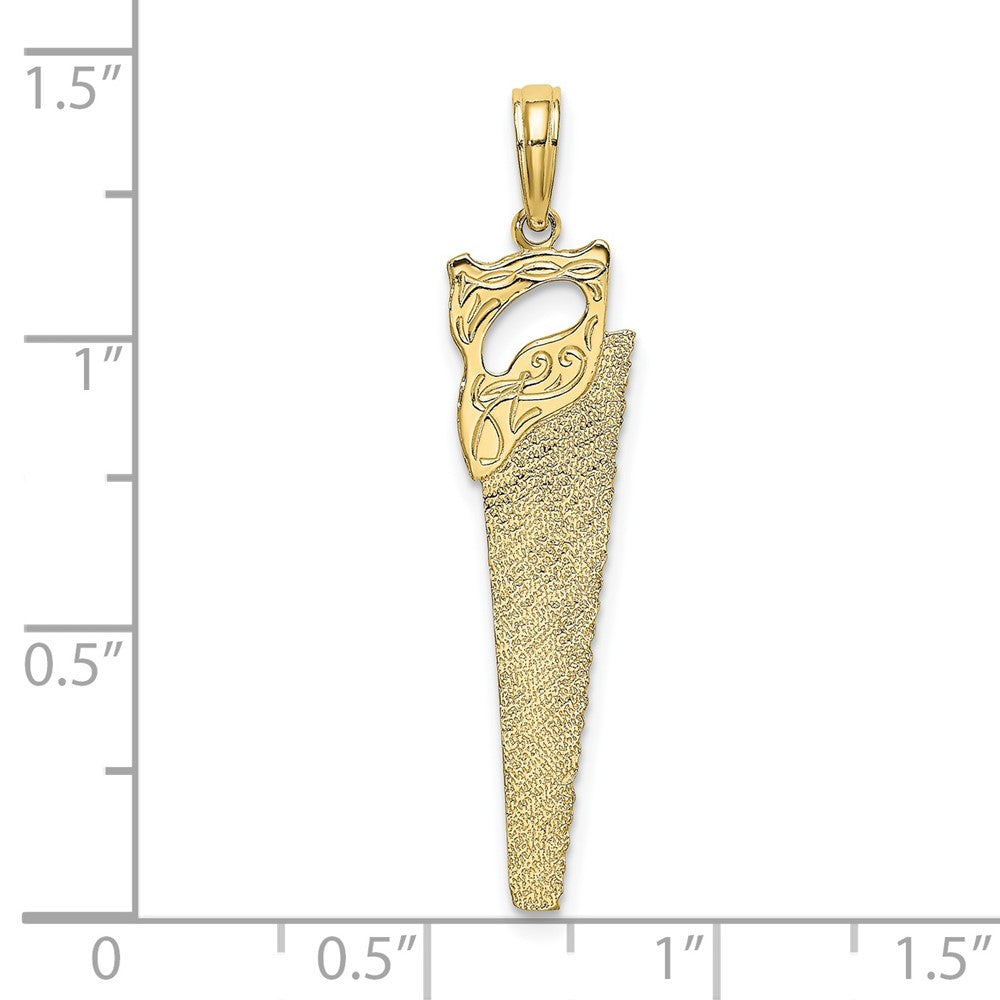 10k Yellow Gold 8.8 mm 3-D Flat Hand Saw Charm (0.96 grams)