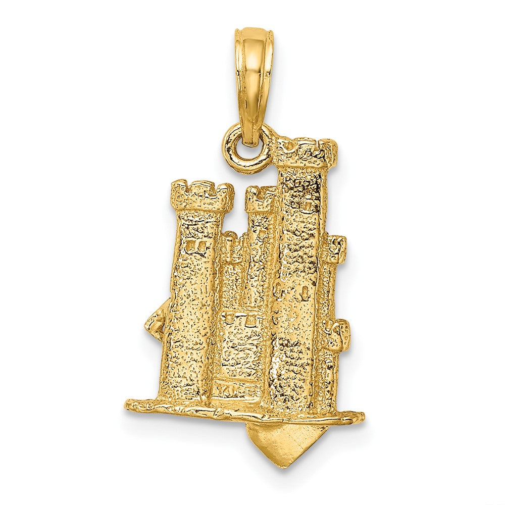 10k Yellow Gold 13.4 mm 3-D Sand Castle w/ Shovel Charm (2.02 grams)