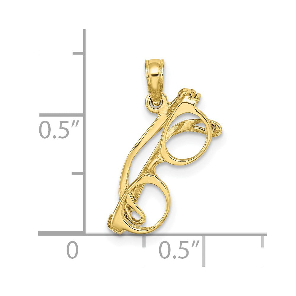 10k Yellow Gold 18.5 mm 3-D Moveable Sunglasses Charm (0.84 grams)