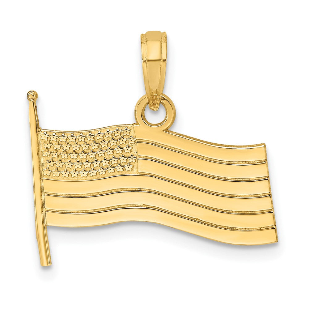 10k Yellow Gold 19.4 mm American Flag Charm (1.05 grams)