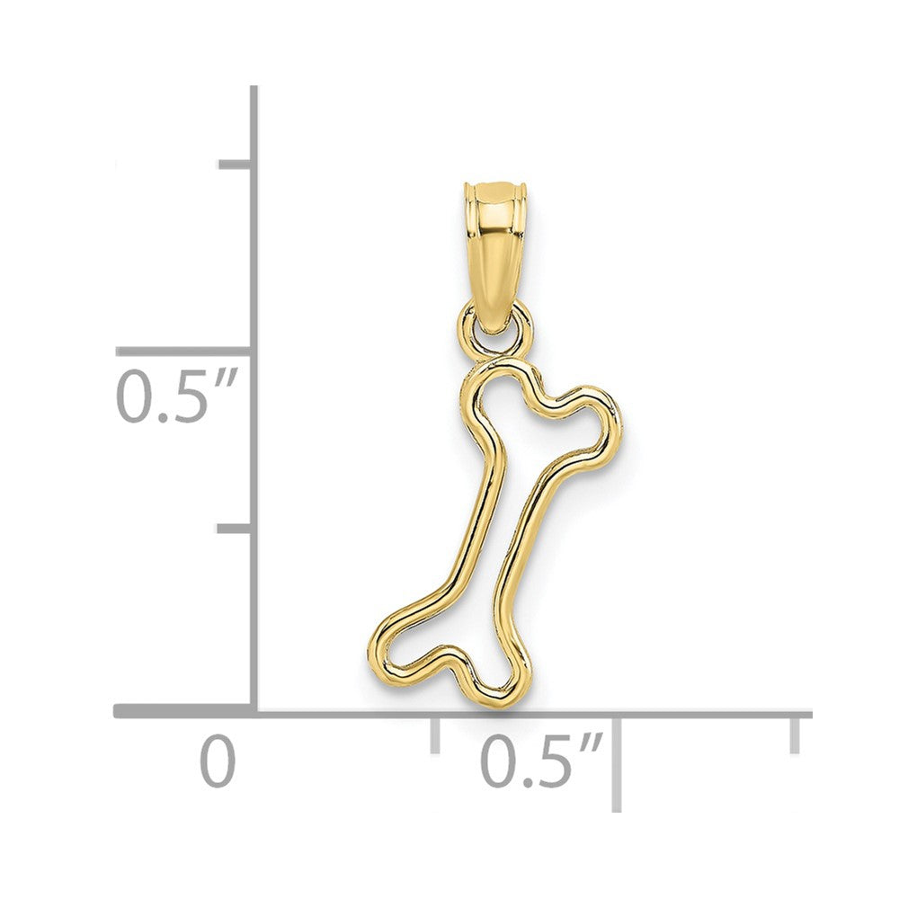 10k Yellow Gold 5.8 mm Cut-Out Polished Mini Dog Bone Charm (0.29 grams)