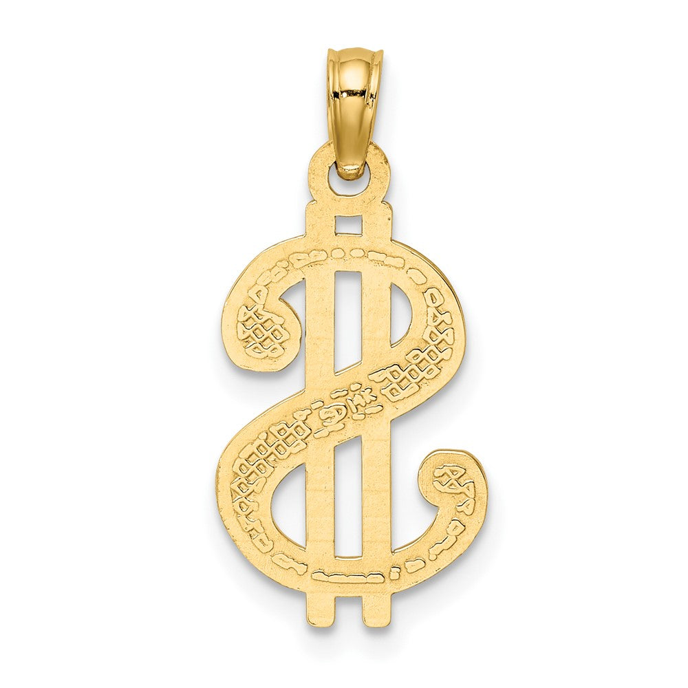 10k Yellow Gold 10.6 mm Textured Dollar Sign Charm (0.93 grams)