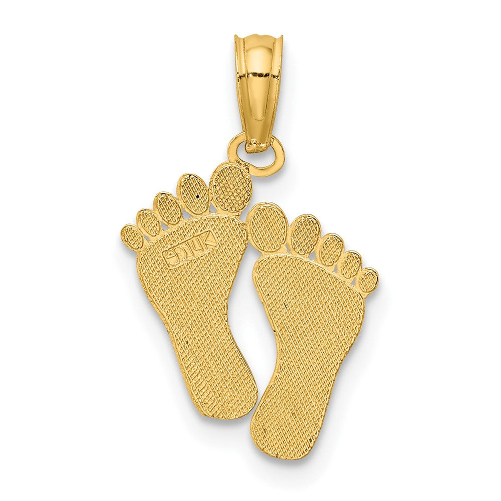 10k Yellow Gold 12.46 mm Double Feet Hang Ten Style Charm (0.82 grams)