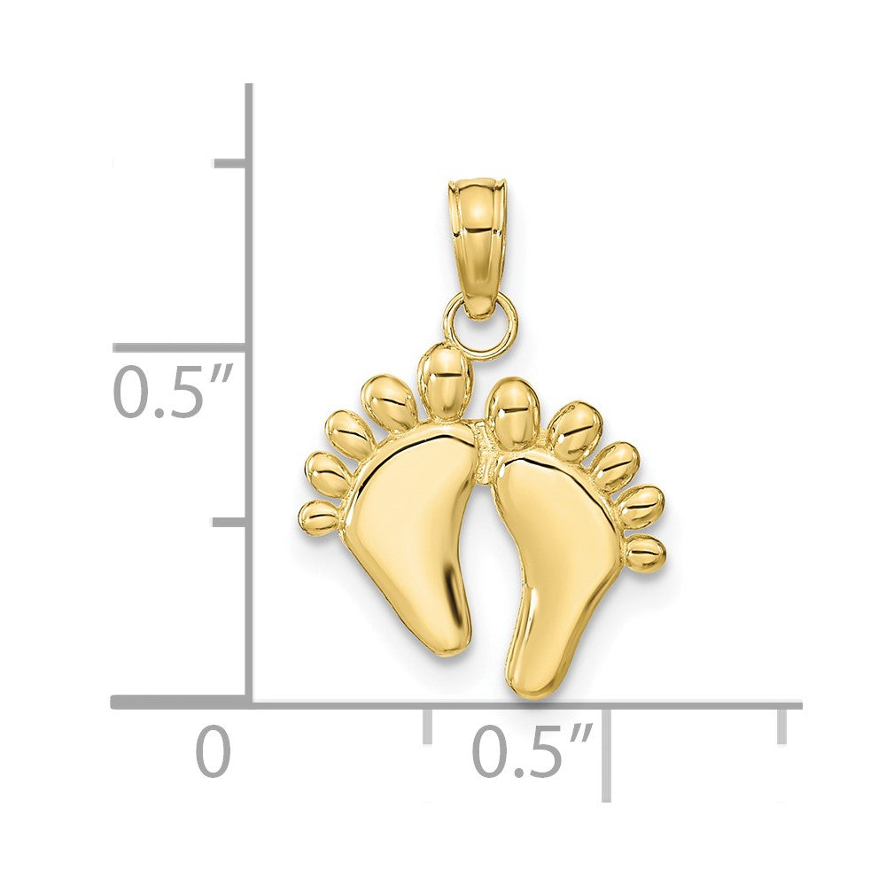 10k Yellow Gold 12.46 mm Double Feet Hang Ten Style Charm (0.82 grams)