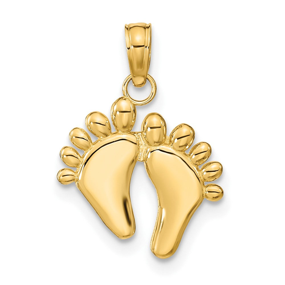 10k Yellow Gold 12.46 mm Double Feet Hang Ten Style Charm (0.82 grams)