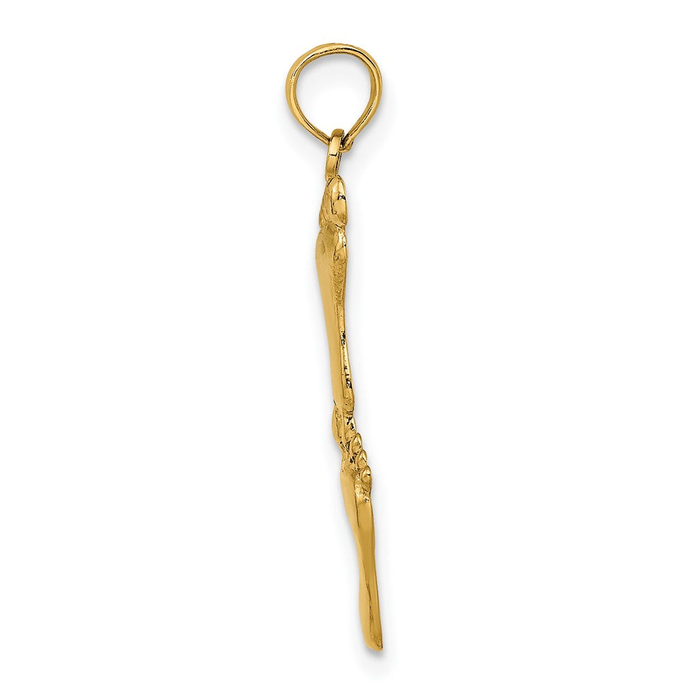 10k Yellow Gold 6.5 mm Polished Double Vertical Feet Charm (0.64 grams)