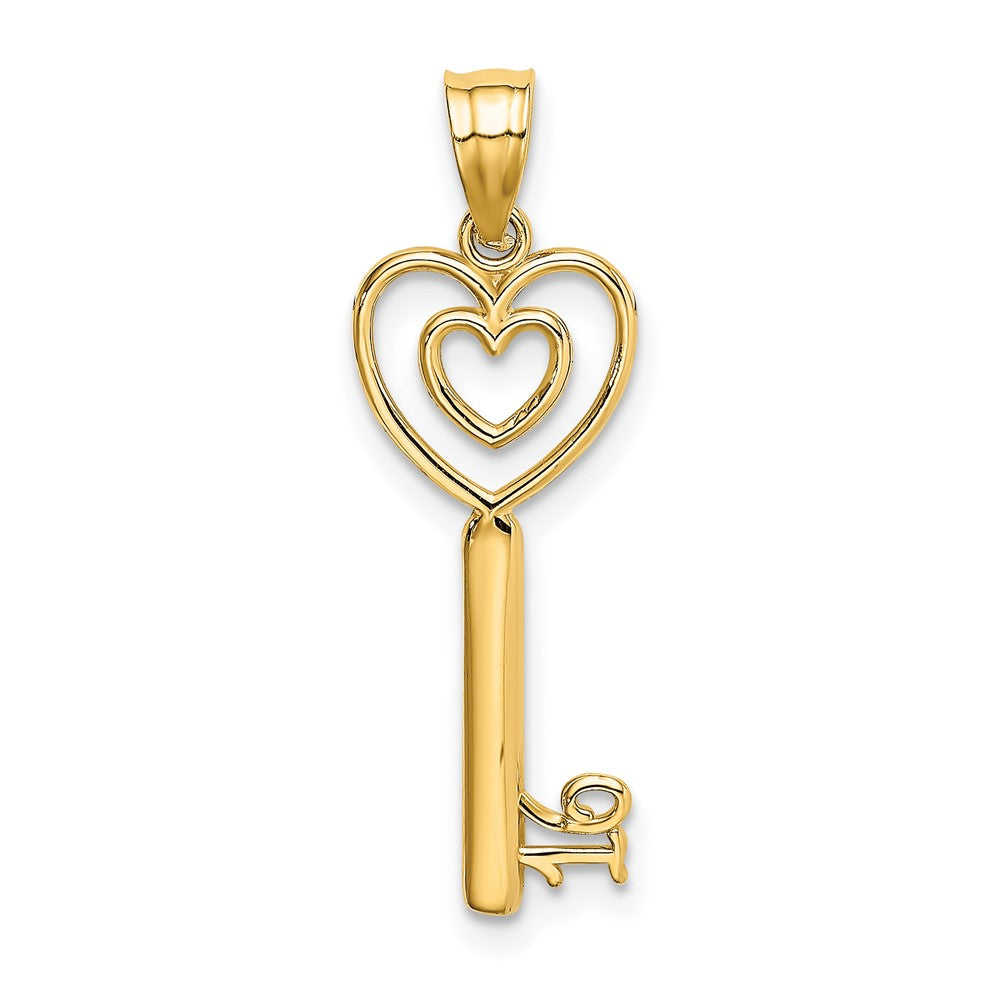 10k Yellow Gold 9.55 mm Key W/Heart Sweet 16 Charm (0.62 grams)
