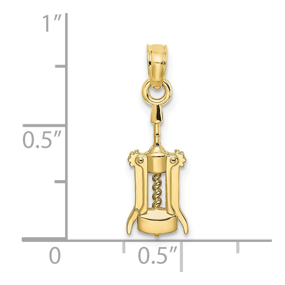10k Yellow Gold 6.7 mm Wine Opener Charm (0.77 grams)