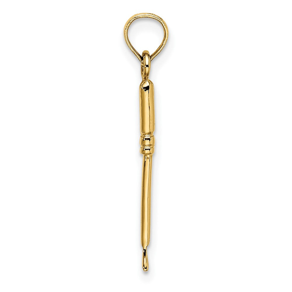 10k Yellow Gold 2 mm 3-D Weeding Garden Tool Charm (0.41 grams)