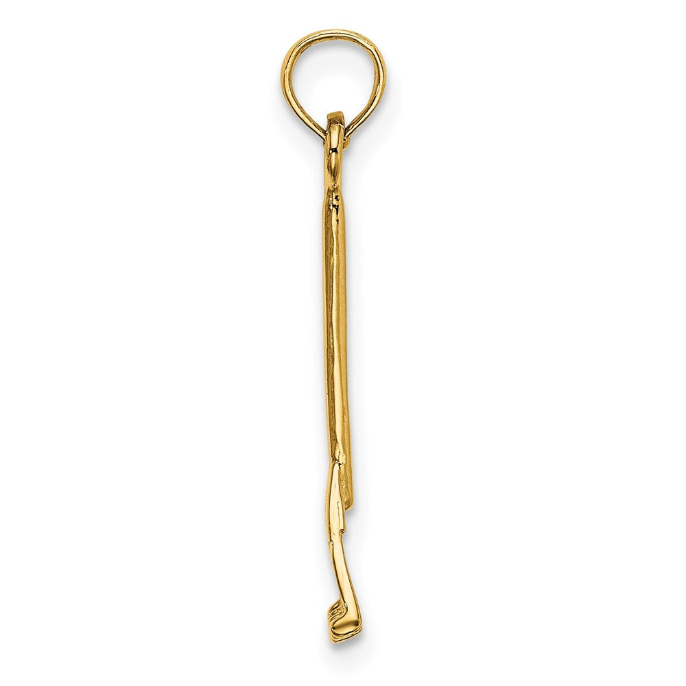 10k Yellow Gold 5.3 mm 3-D Leaf Rake Garden Tool Charm (0.44 grams)