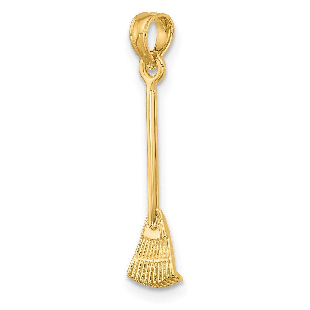 10k Yellow Gold 5.3 mm 3-D Leaf Rake Garden Tool Charm (0.44 grams)