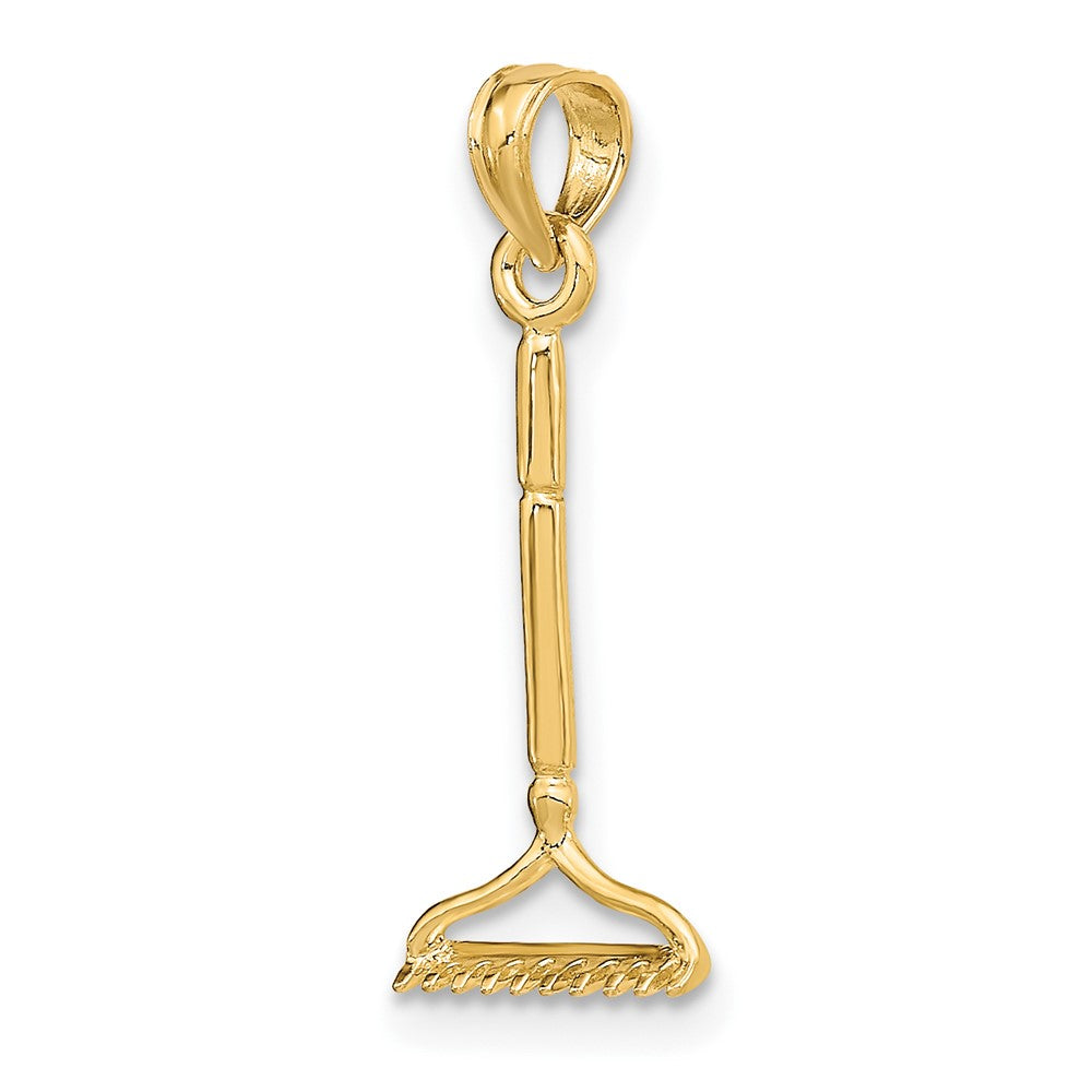 10k Yellow Gold 8.9 mm 3-D Landscape Rake Garden Tool Charm (0.4 grams)
