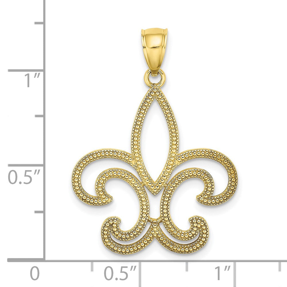 10k Yellow Gold 23.6 mm Fleur De Lis Pendant (1.73 grams)