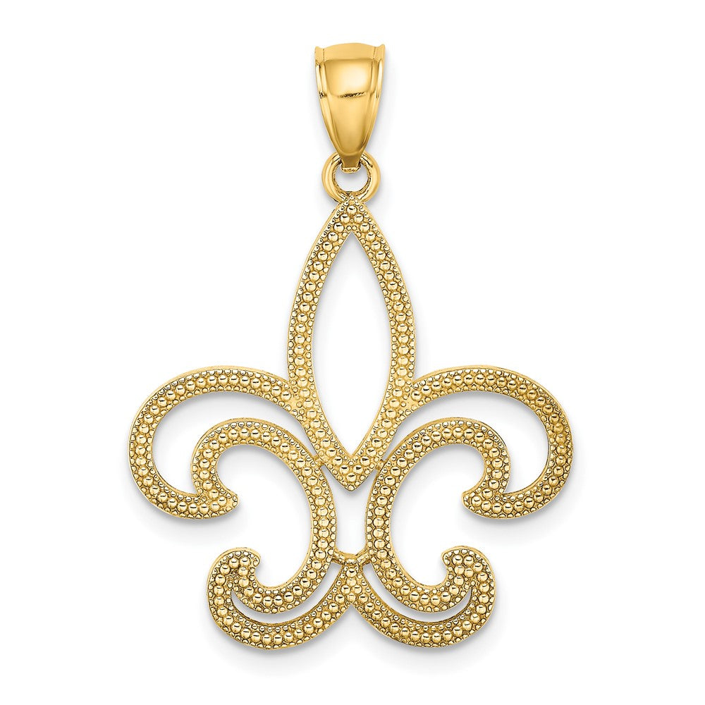 10k Yellow Gold 23.6 mm Fleur De Lis Pendant (1.73 grams)