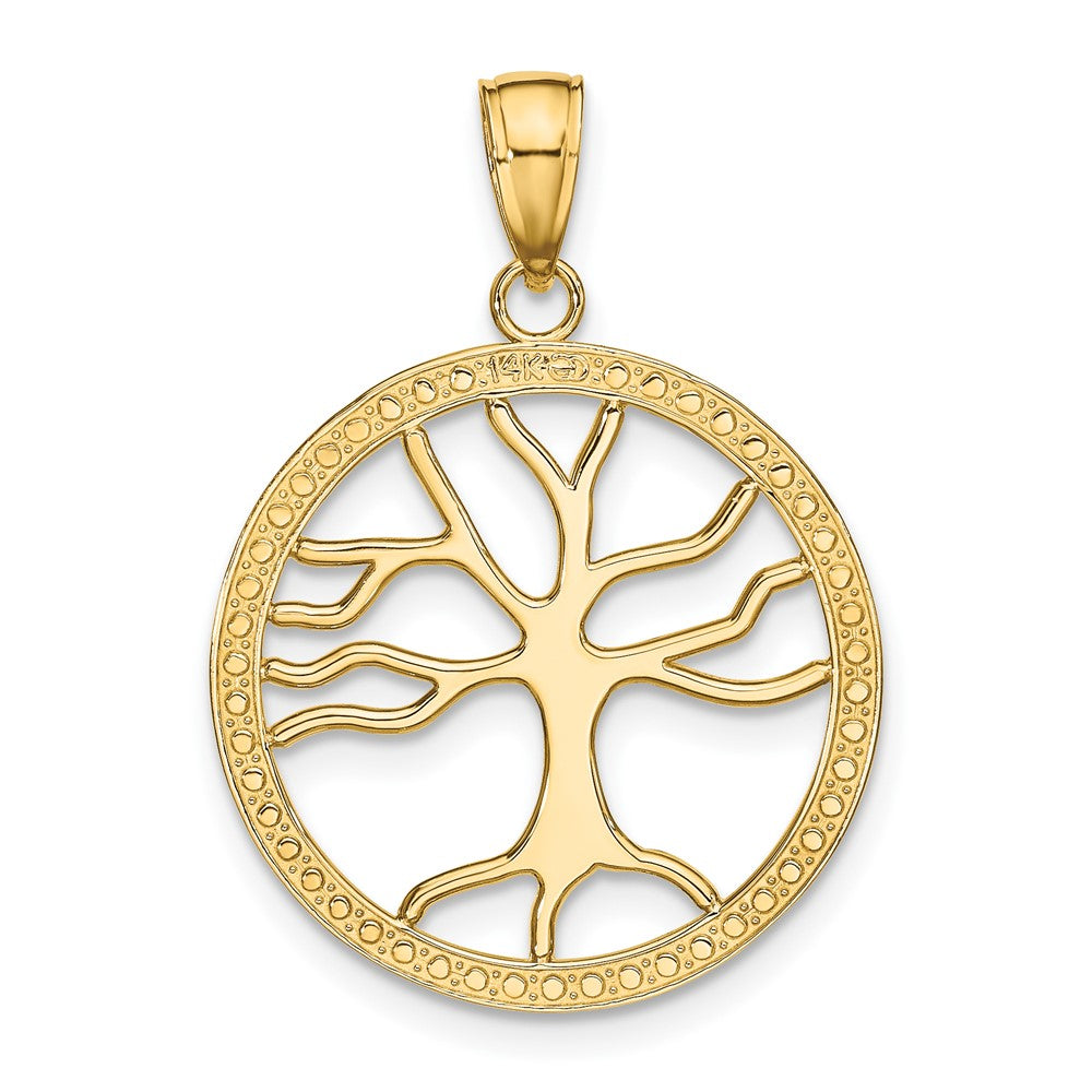 10k Yellow Gold 20.85 mm Large Tree Of Life In Round Frame Charm (1.58 grams)