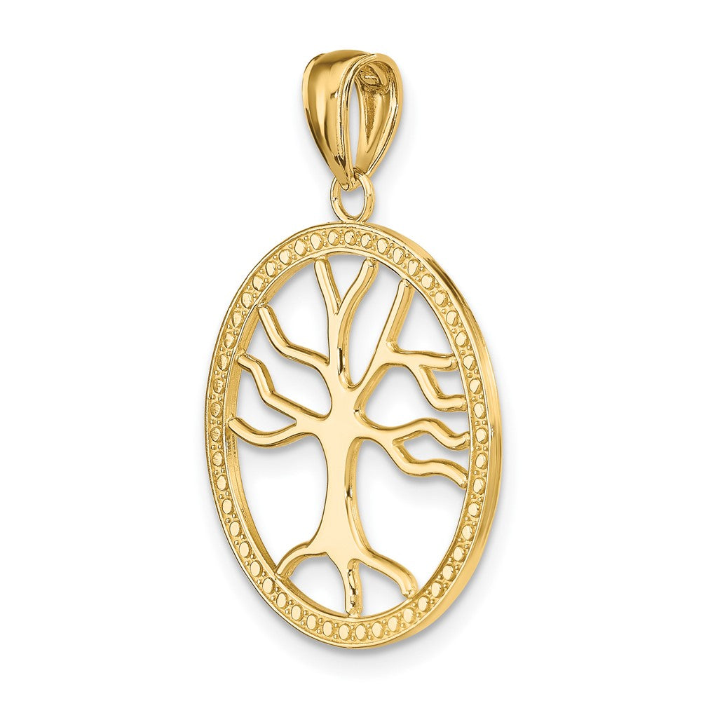 10k Yellow Gold 20.85 mm Large Tree Of Life In Round Frame Charm (1.58 grams)