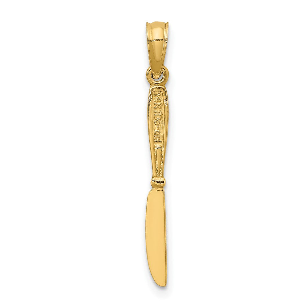 10k Yellow Gold 2.25 mm 3-D and Polished Table Knife Charm (0.41 grams)