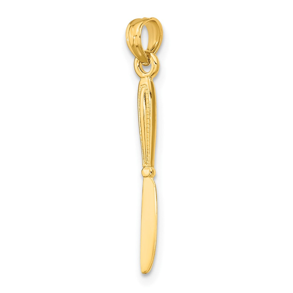 10k Yellow Gold 2.25 mm 3-D and Polished Table Knife Charm (0.41 grams)