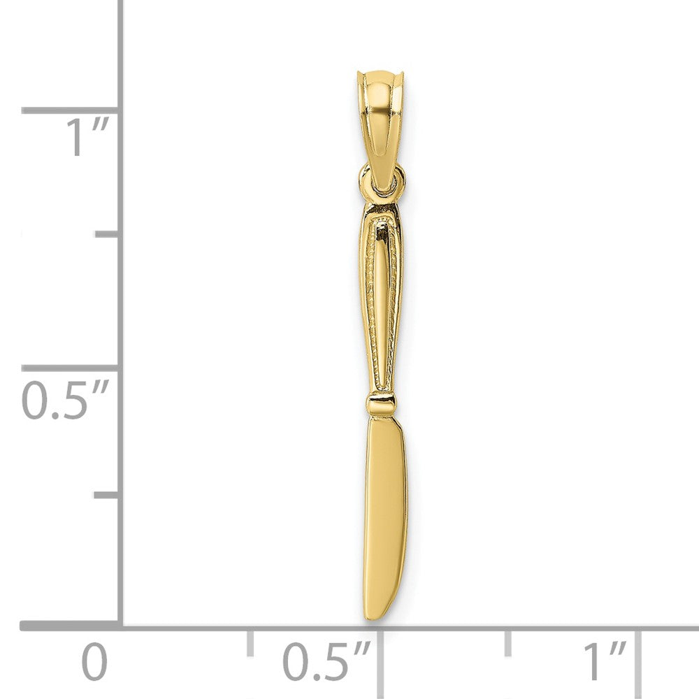 10k Yellow Gold 2.25 mm 3-D and Polished Table Knife Charm (0.41 grams)