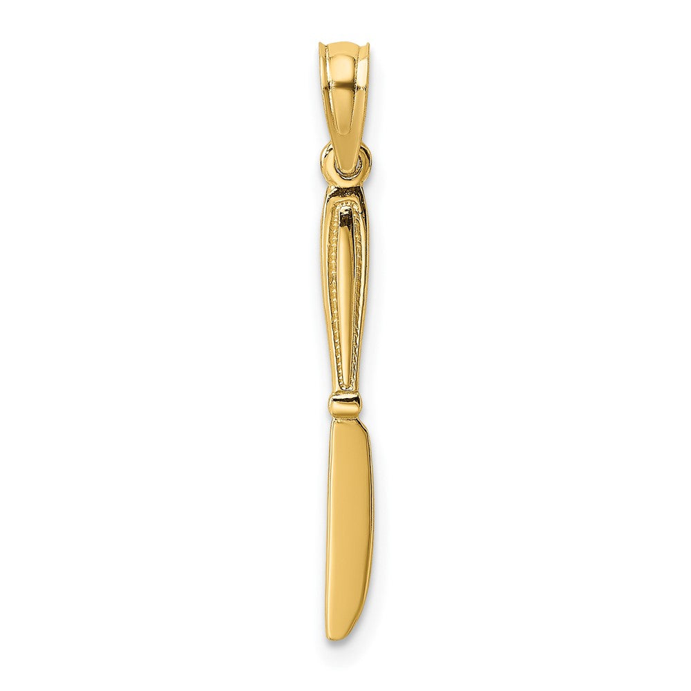 10k Yellow Gold 2.25 mm 3-D and Polished Table Knife Charm (0.41 grams)