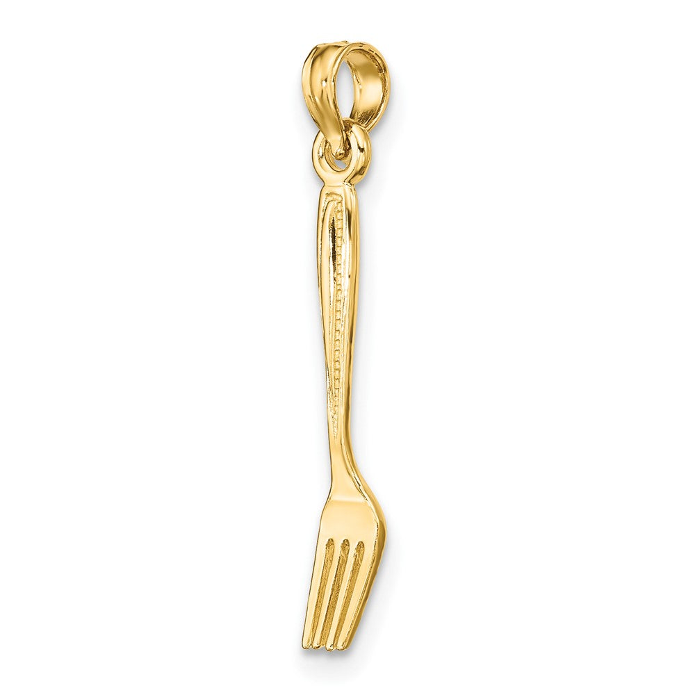 10k Yellow Gold 3.7 mm 3-D and Polished Table Fork Charm (0.56 grams)