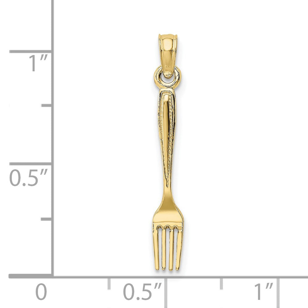 10k Yellow Gold 3.7 mm 3-D and Polished Table Fork Charm (0.56 grams)