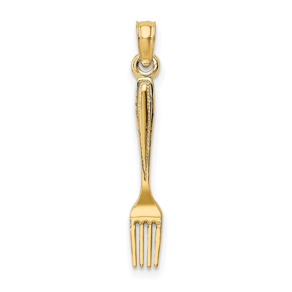 10k Yellow Gold 3.7 mm 3-D and Polished Table Fork Charm (0.56 grams)