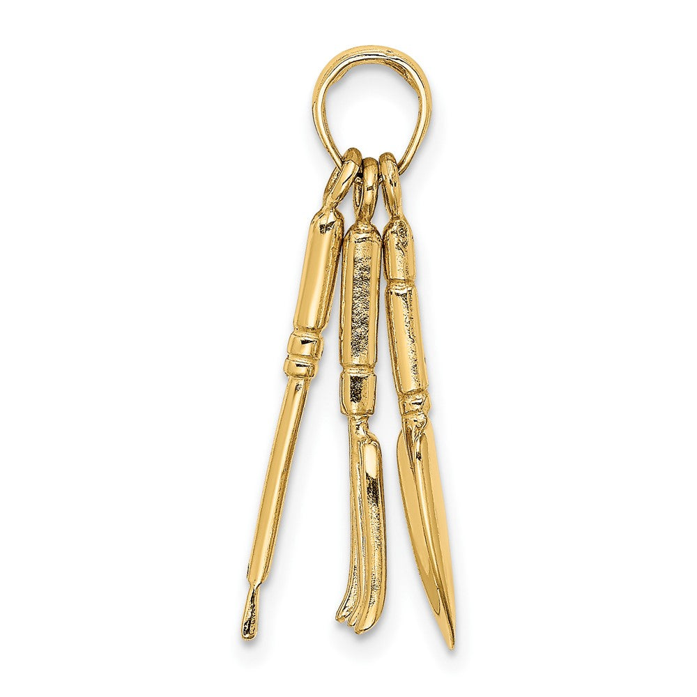 10k Yellow Gold 5.8 mm 3-D Moveable Garden Hand Tool Collection Charm (1.37 grams)