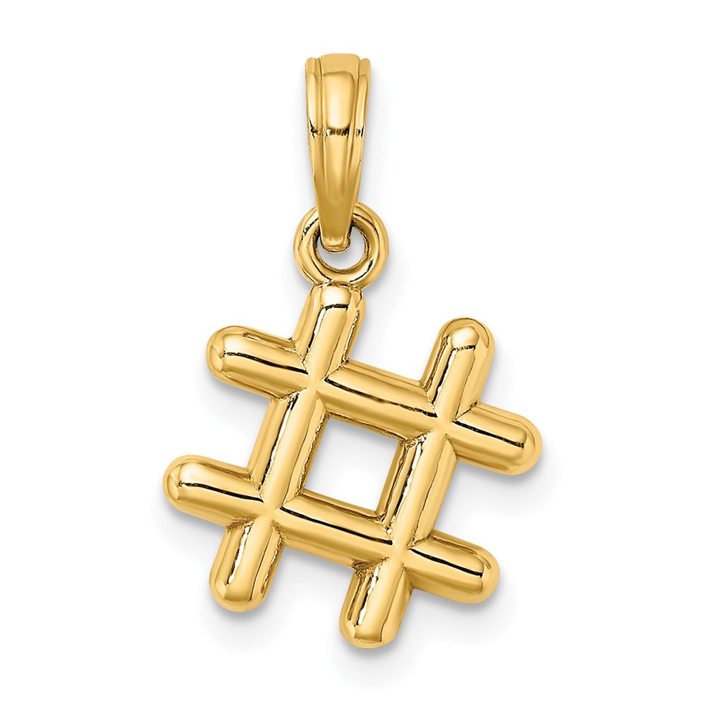 10k Yellow Gold 12.25 mm 3-D Hashtag Charm (1.65 grams)