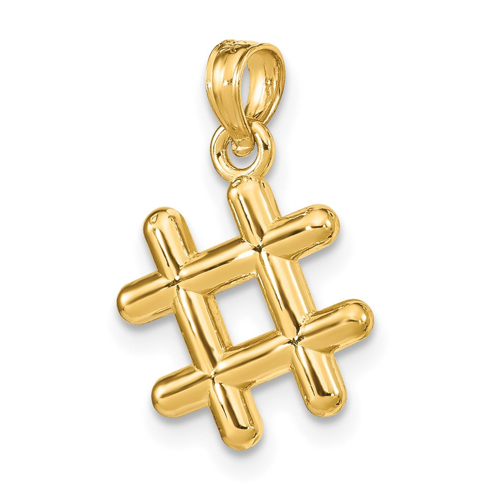 10k Yellow Gold 12.25 mm 3-D Hashtag Charm (1.65 grams)