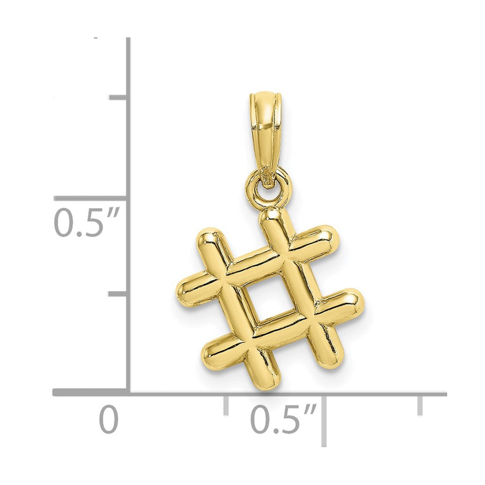 10k Yellow Gold 12.25 mm 3-D Hashtag Charm (1.65 grams)