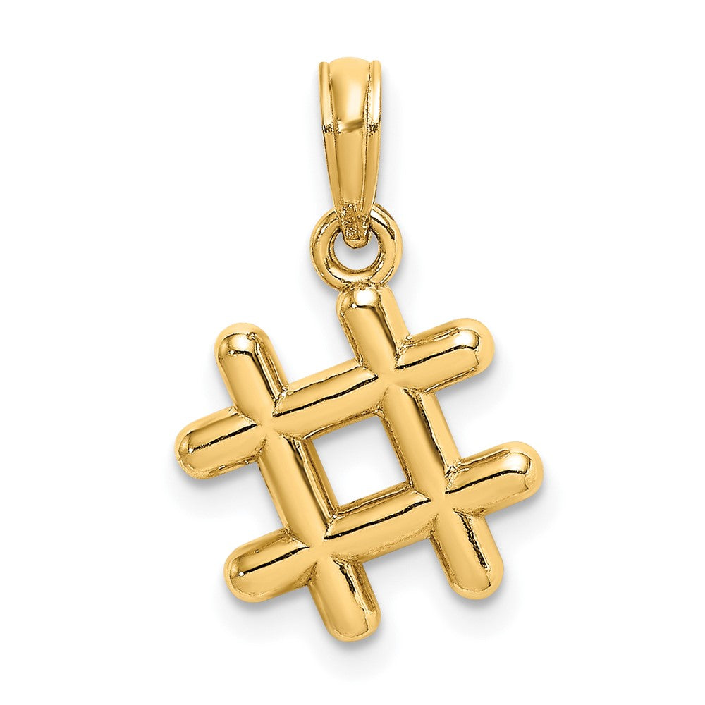 10k Yellow Gold 12.25 mm 3-D Hashtag Charm (1.65 grams)