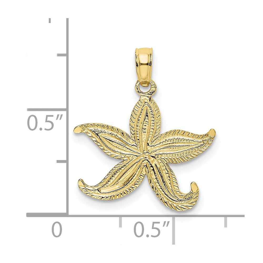 10k Yellow Gold 18.3 mm Flat Starfish Charm (0.73 grams)