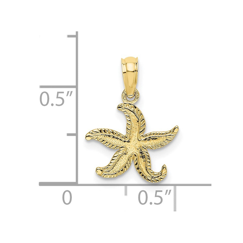 10k Yellow Gold 12.8 mm Flat Starfish Charm (0.47 grams)