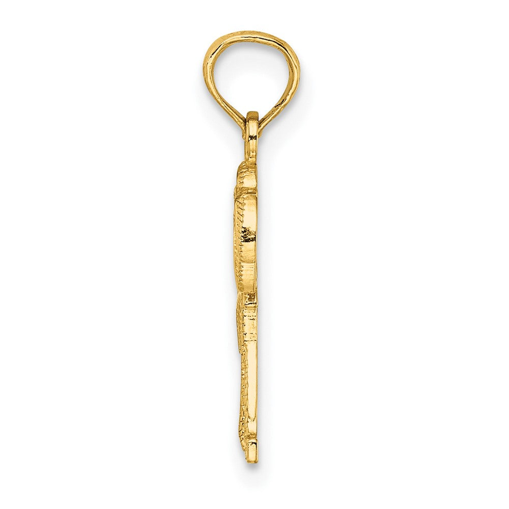 10k Yellow Gold 9.05 mm Textured Double Palm Tree Charm (0.54 grams)