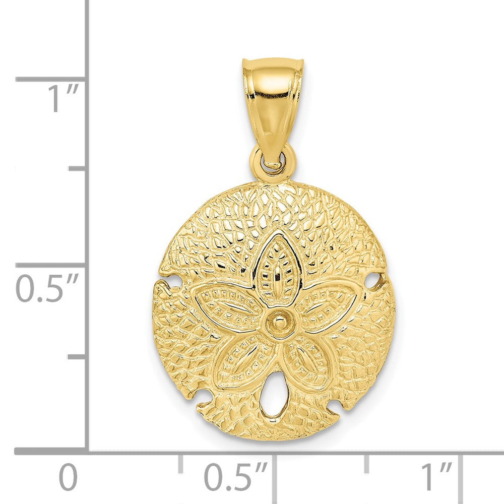 10k Yellow Gold 17.6 mm 2-D Sand Dollar Charm (2.44 grams)